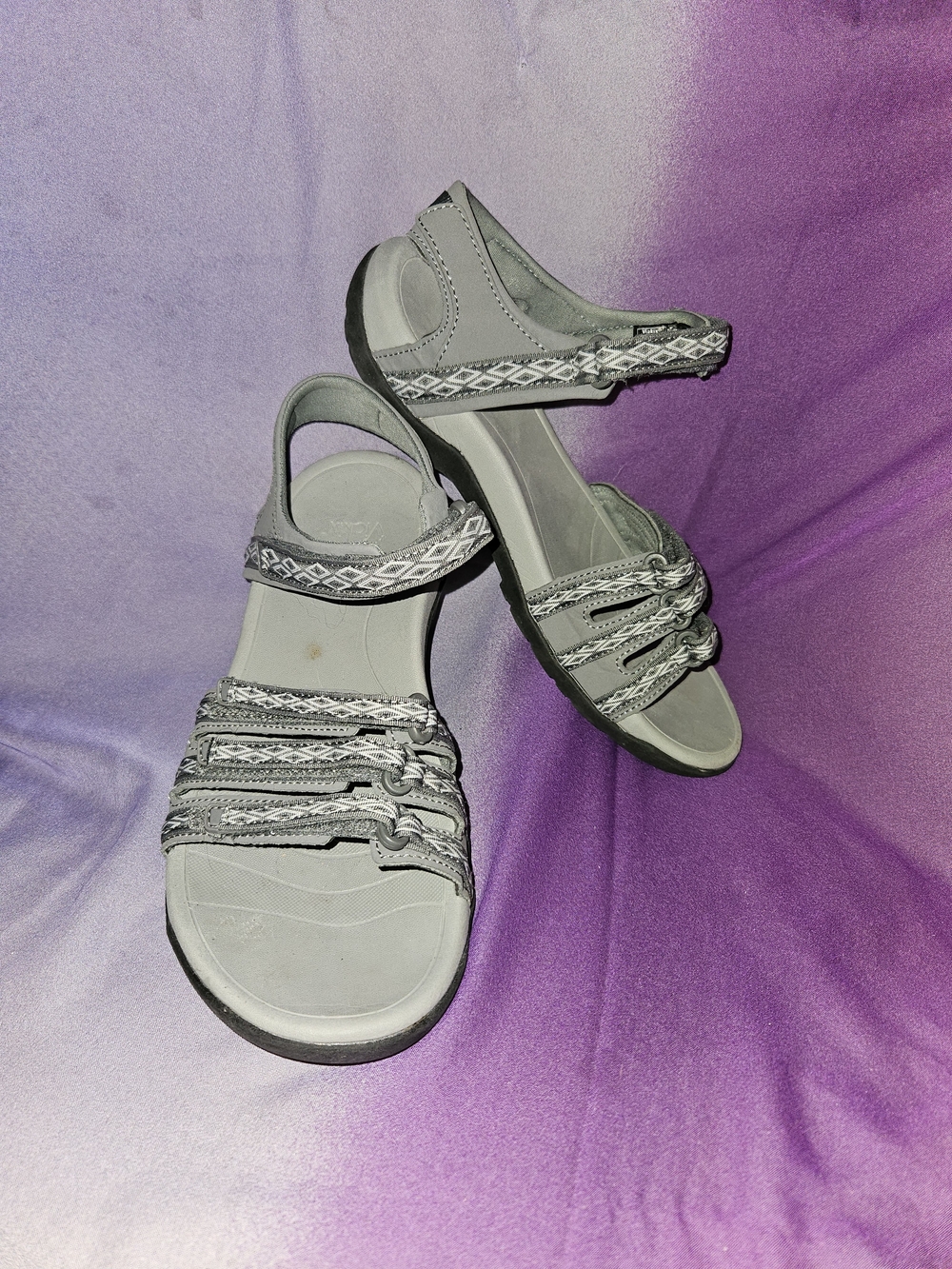 Women's Gray Strappy Comfort Sandals Viakix